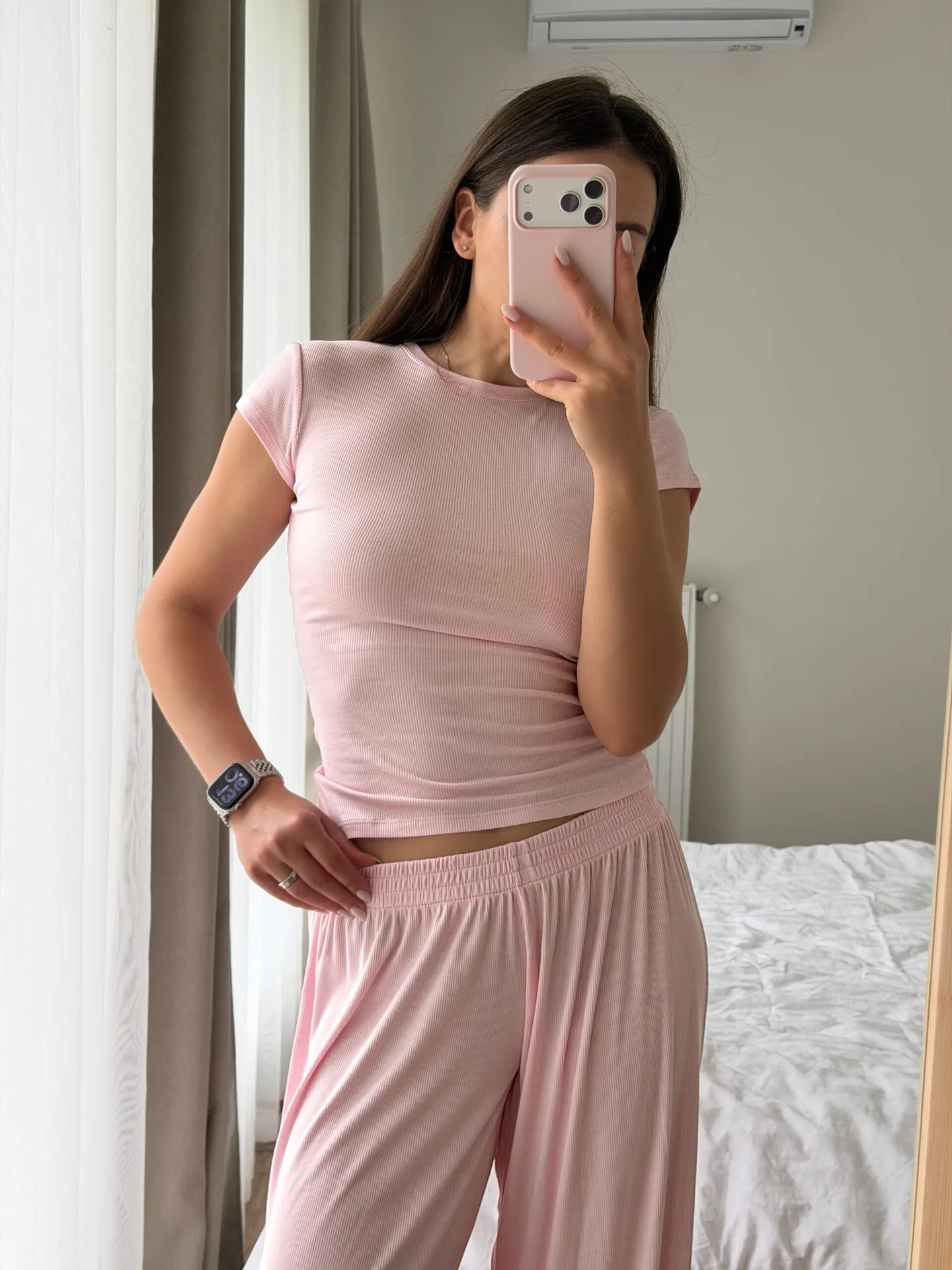 2026 Casual Women Two-piece Set Summer New Solid Slim Fit T-shirts Fashion Elegant Wide Leg Pants Sport Korean Summer Outfit