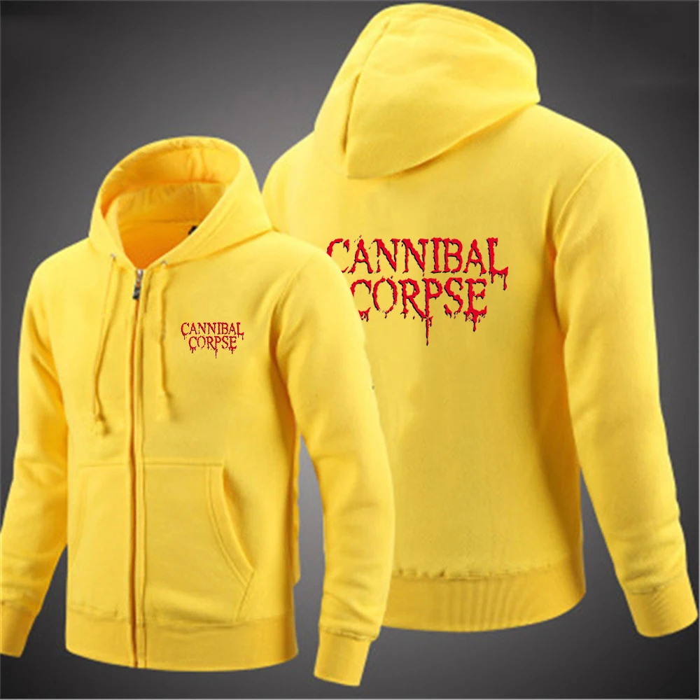 2024 Spring Autumn Men's Cannibal Corpse Logo Print Solid Color Popular Long Sleeve Comfortable Zipper Drawstring Hooded Hoodies