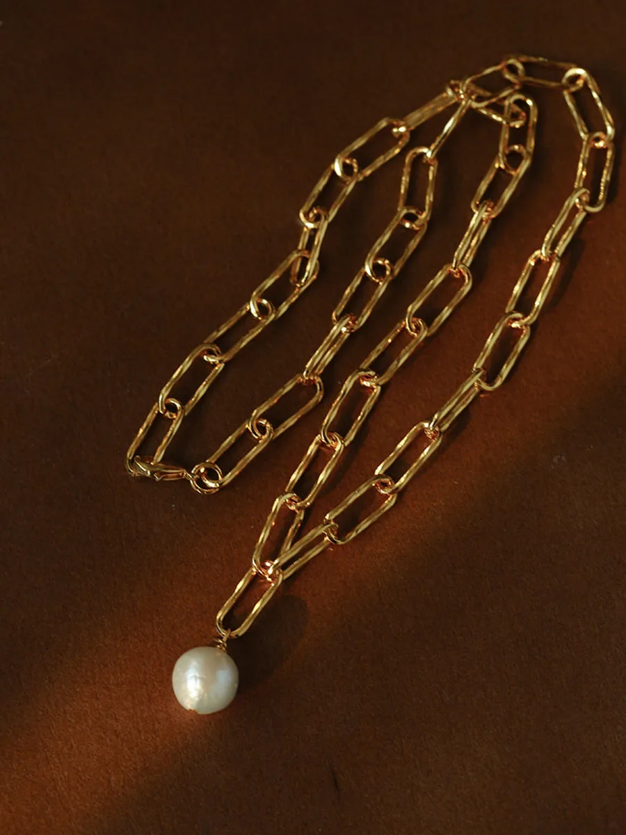 Pearl link chain long necklaces for women lariat necklaces for women winter sweater jewelry new in 2026