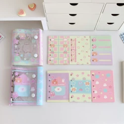 Kawaii M5 Binder Notebook With Refill Paper Cute Bear Mini Schedule Book School Stationary Notepad