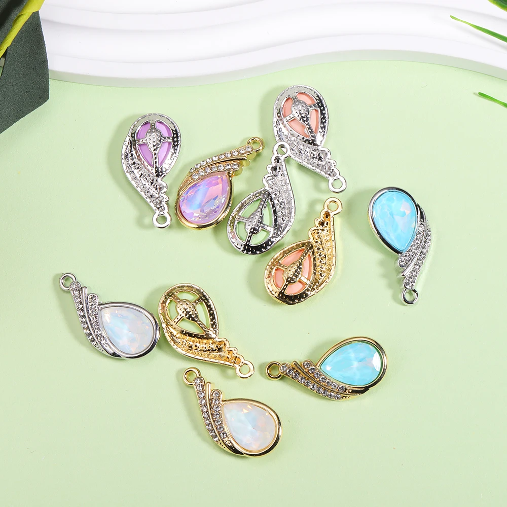 6Pcs/Set Fashion Drop Rhinestone Crystal Charm Pendant for Women\'s Necklace Keychain Diy Jewelry Making Accessories Wholesale