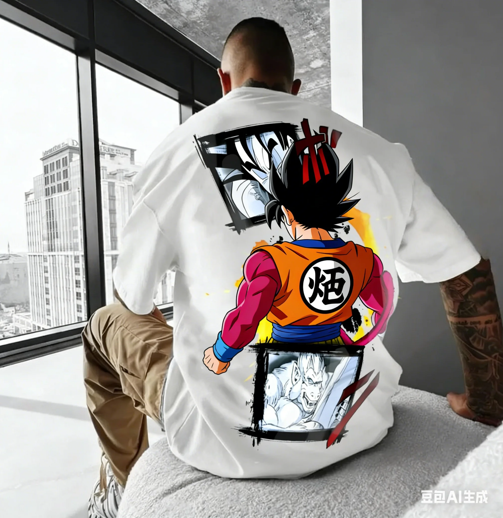 

Темно-красная футболка с коротким рукавом и принтом Dragon Ball Vegeta, оверсайз, в стиле High Street