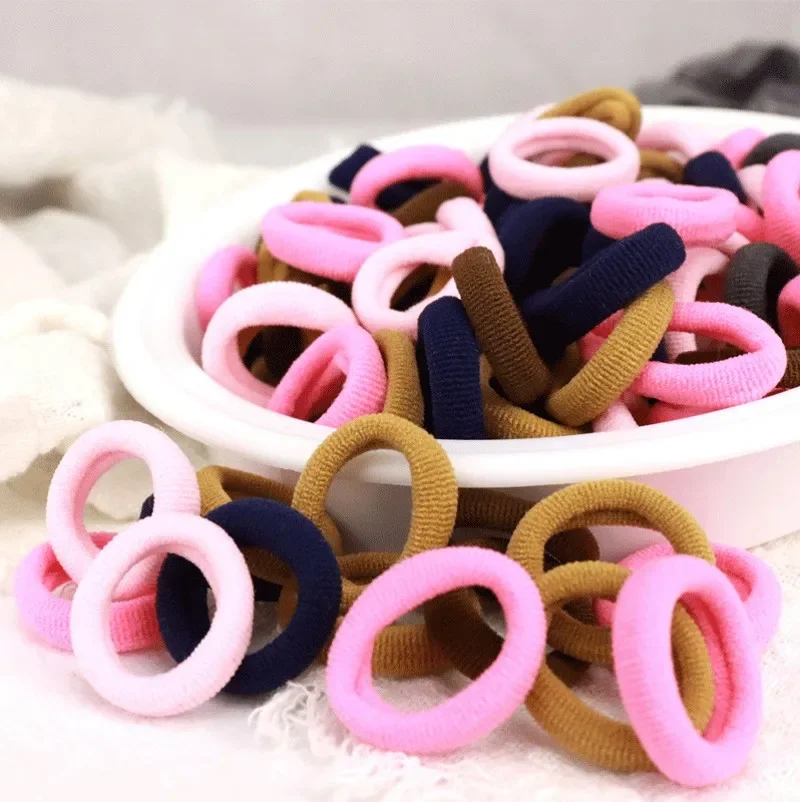 Coleteros elásticos de nailon para niña y mujer, cintas de goma para el pelo, accesorios para el cabello, 100/200 piezas