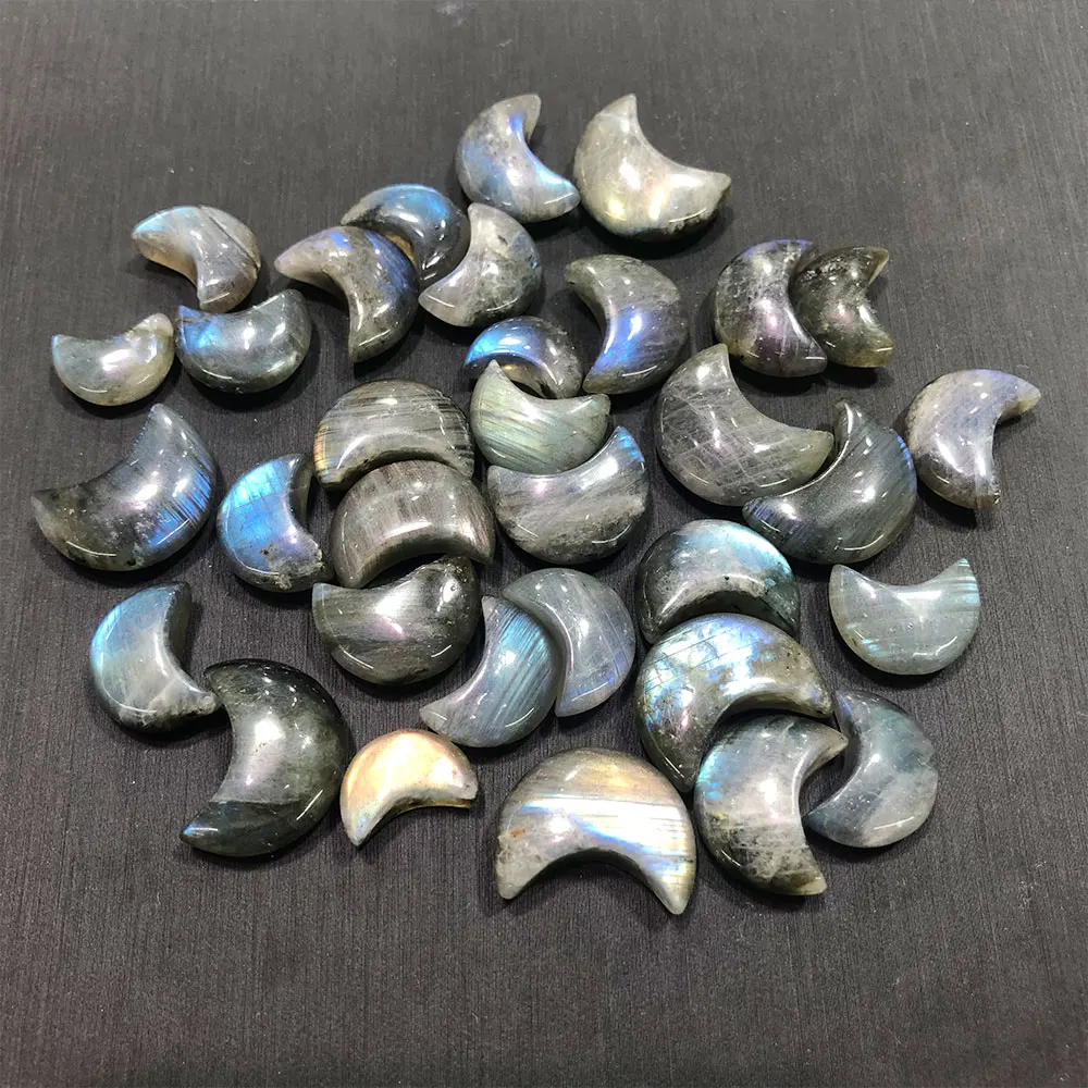 Natural Labradorite Mini Moon Star Heart Carvings Crystal Grey Moonstone Healing Jewelry DIY Gemstones Crystals Stones Spiritual