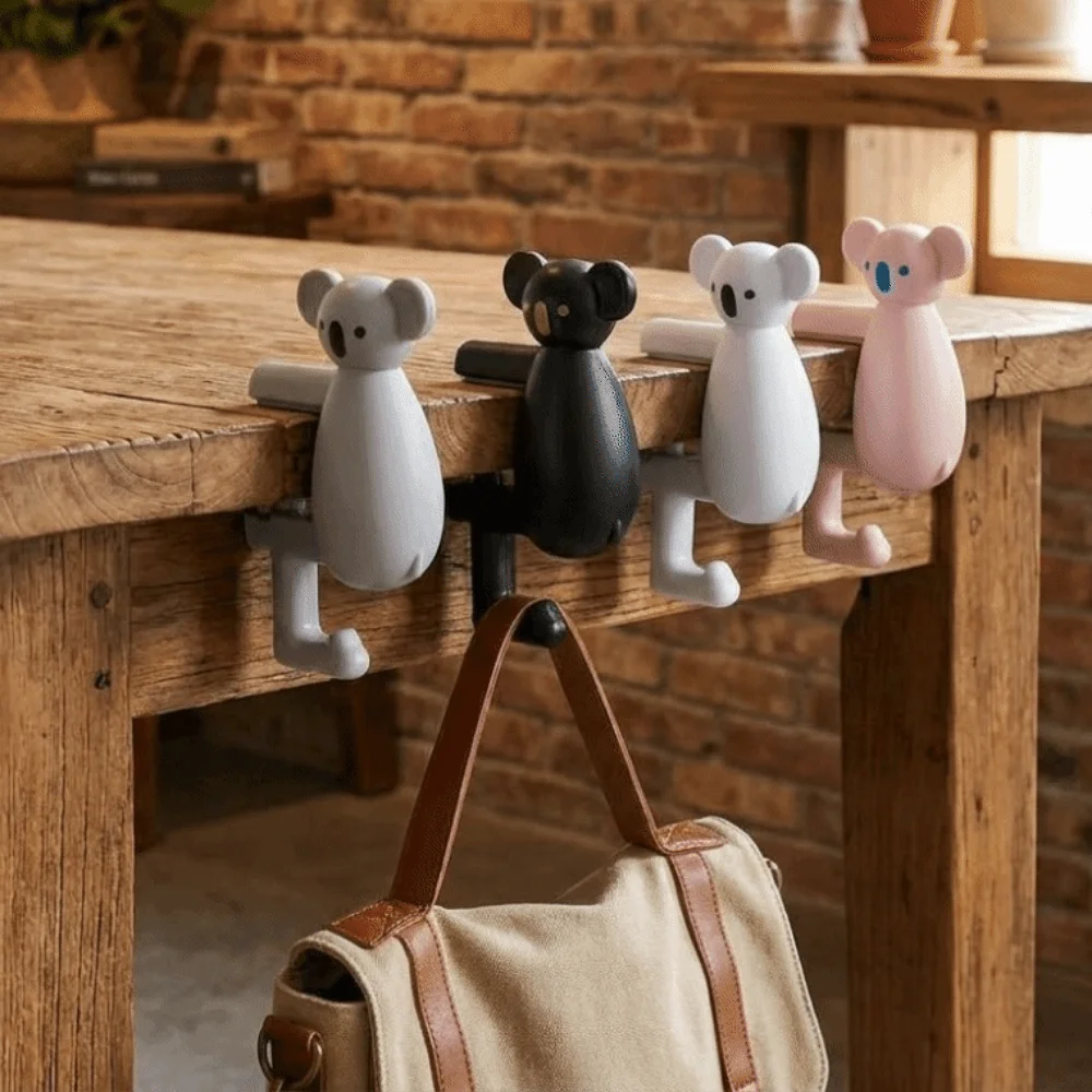 Cute Cartoon Animal Koala Desk Hook Punch Free Adjustable Desk Edge Hook Removable Space Saving Table Bag Holder Dormitories