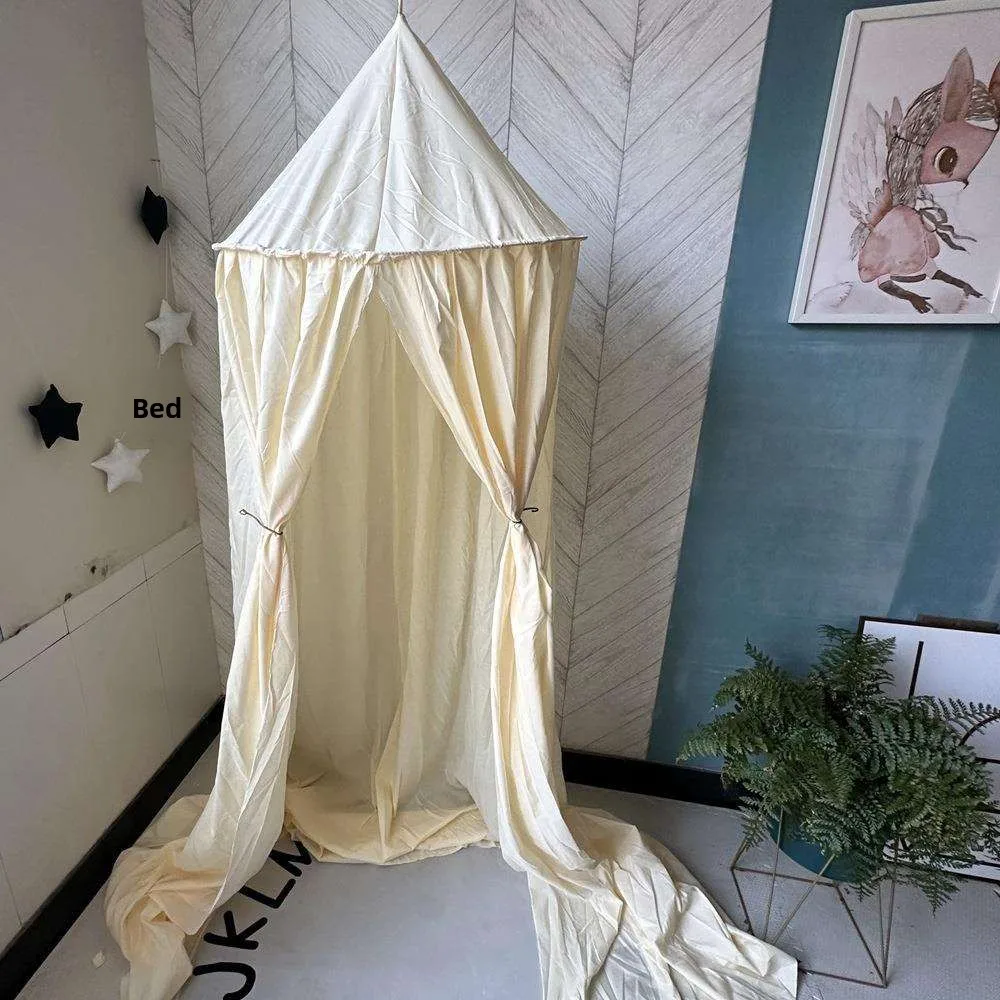 

Home Use round Top Baby Bed Canopy Windproof Light Blocking Children Bed Mosquito Net No Drilling Required Installation