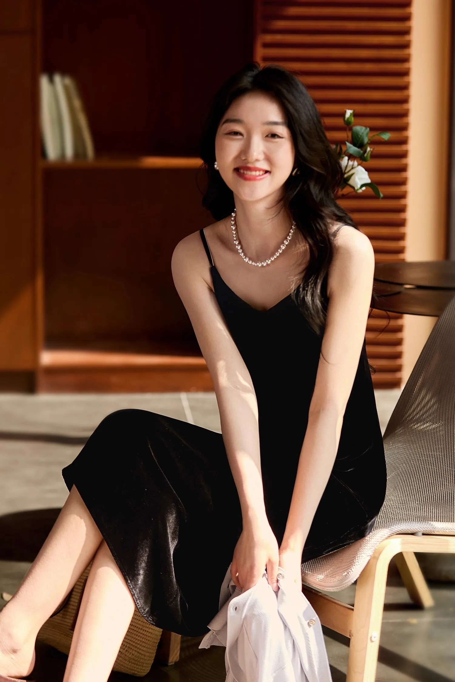 Birdtree ผู้หญิง 17.8% มัลเบอร์รี่ผ้าไหมกำมะหยี่ท็อปส์กระโปรงชุด,เสื้อคอเรือเดินทางสไตล์กระโปรงสลิงชุด,กาแฟสีดำ T58821JF