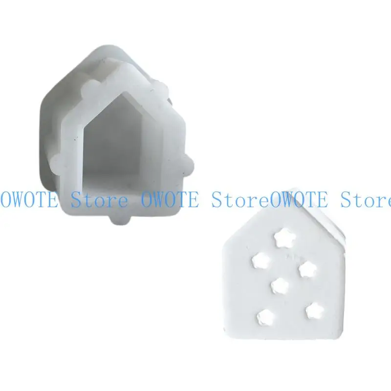

652F Miniature House Shaped Teas Light Holder Mold Sturdy Silicone Craft Mold for Detailed Miniature House Tealight Holder