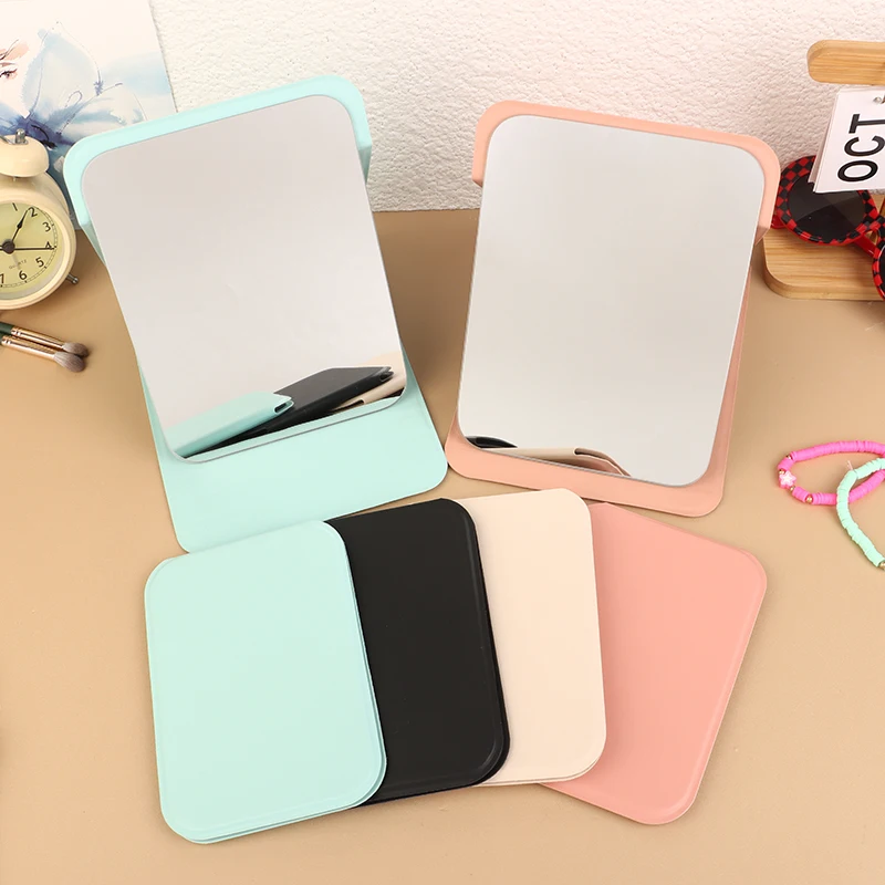 Desktop Makeup Mirror PU Leather Portable Vanity Mirror Foldable Hand Mirror Compact Mirrors Cute Pocket Mirrors For Travel Tool