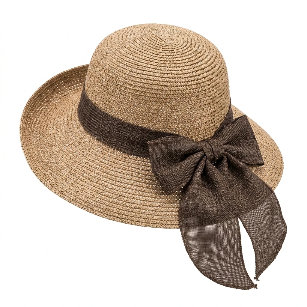 Women Foldable Straw Hat With Elegant Bow Sun Protection Wide Brim Beach Travel Outdoor Summer Casual Hat_voghion.com