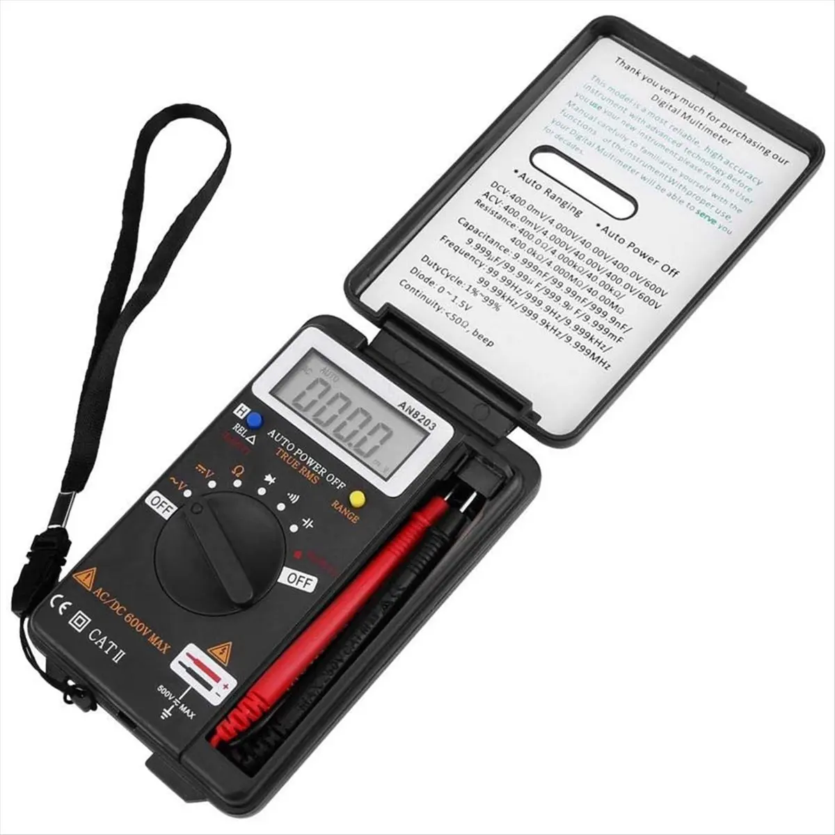 A74U AN8203 Digital Multimeter Voltmeter Ohm Meter LCD Display Current Diodes Capacitance Transistor Measuring