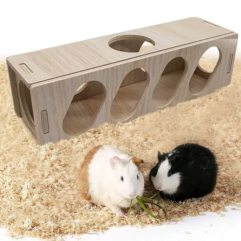 Wooden Hamster Toys Tunnel Escape Toy Hamster Hide House Multipurpose Safe Using Wooden Toys for Rabbits Golden Bear Weasels