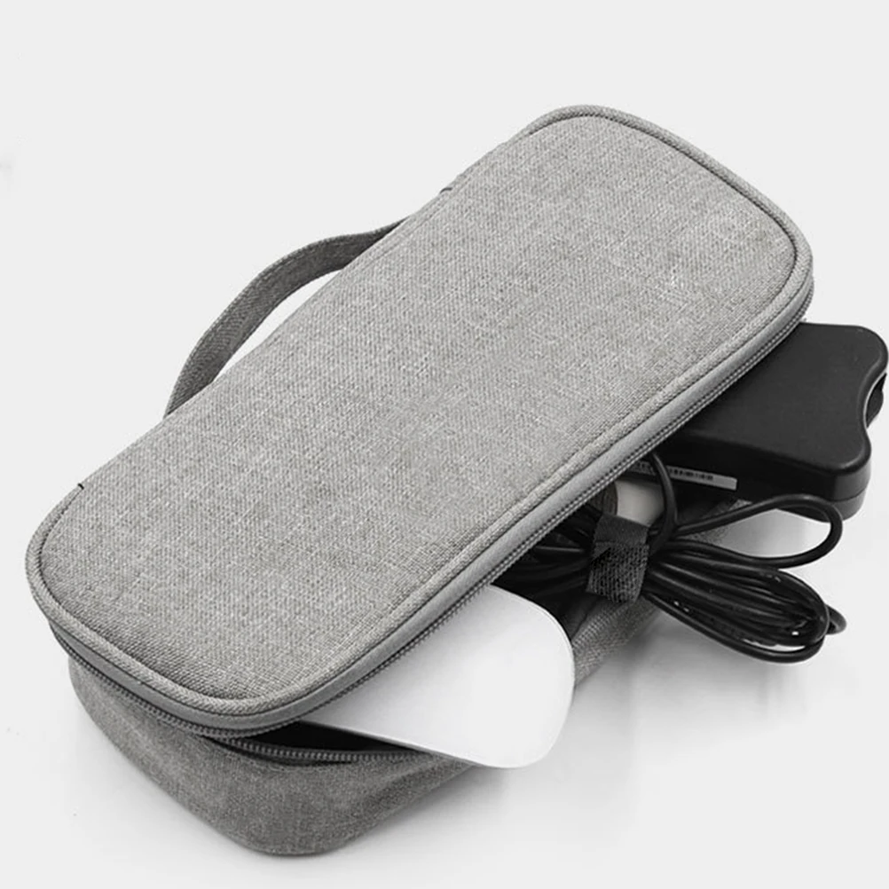 

Cable Storage Bag Digital Accessories Organizer Portable Power Line Pouch Removable Compartment Zippered Design Travel Essential