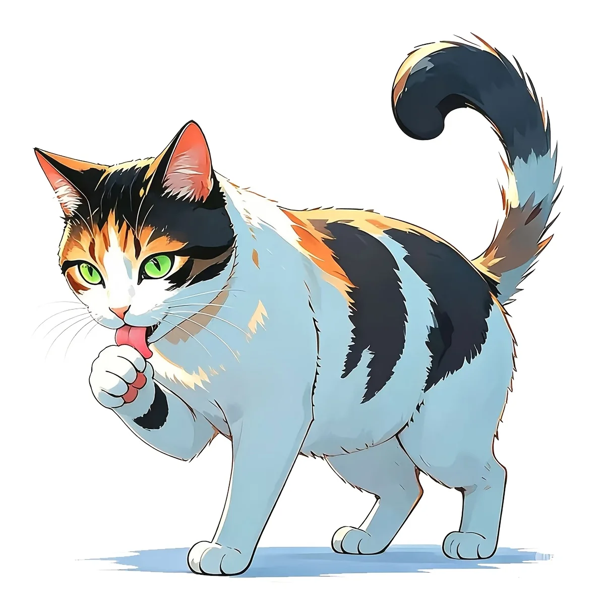 Cute Calico Cat Waterproof Vinyl Sticker, Pet Art Decal for Car Laptop Water Bottle Smooth Surface Decor
