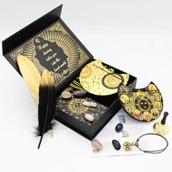 Deluxe Feather Black Gold Sun Gift Box Set Gold Foil Tarot 12 * 7cm Stamping PVC Waterproof Wear Resistant Board Game Card