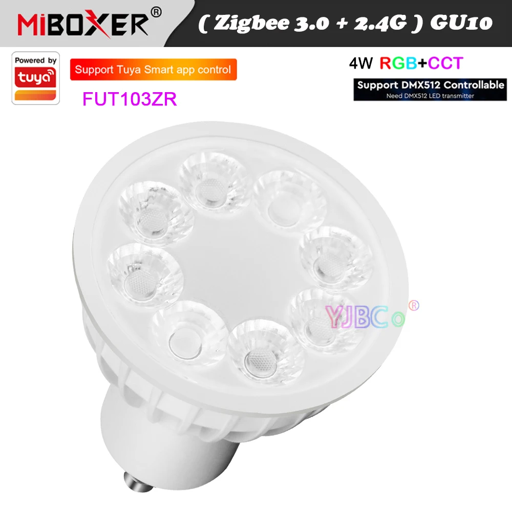 

Miboxer 4W GU10 RGB+CCT LED Spotlight Light Smart Dimmable Bulb Lamp 2.4G/Zigbee 3.0 Remote/APP/Voice Control 110V-220V 50/60HZ