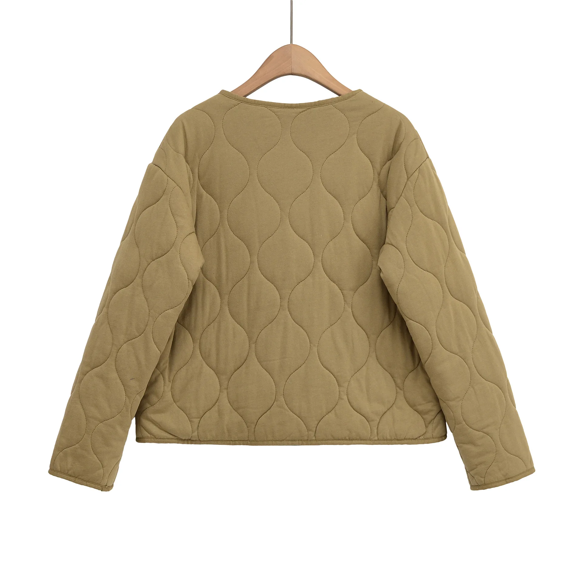 Nowa, uniwersalna kurtka bawełniana z okrągłym dekoltem i diamentami na jesień i zimę 2025, luźna, codzienna kurtka bawełniana, odzież damska.