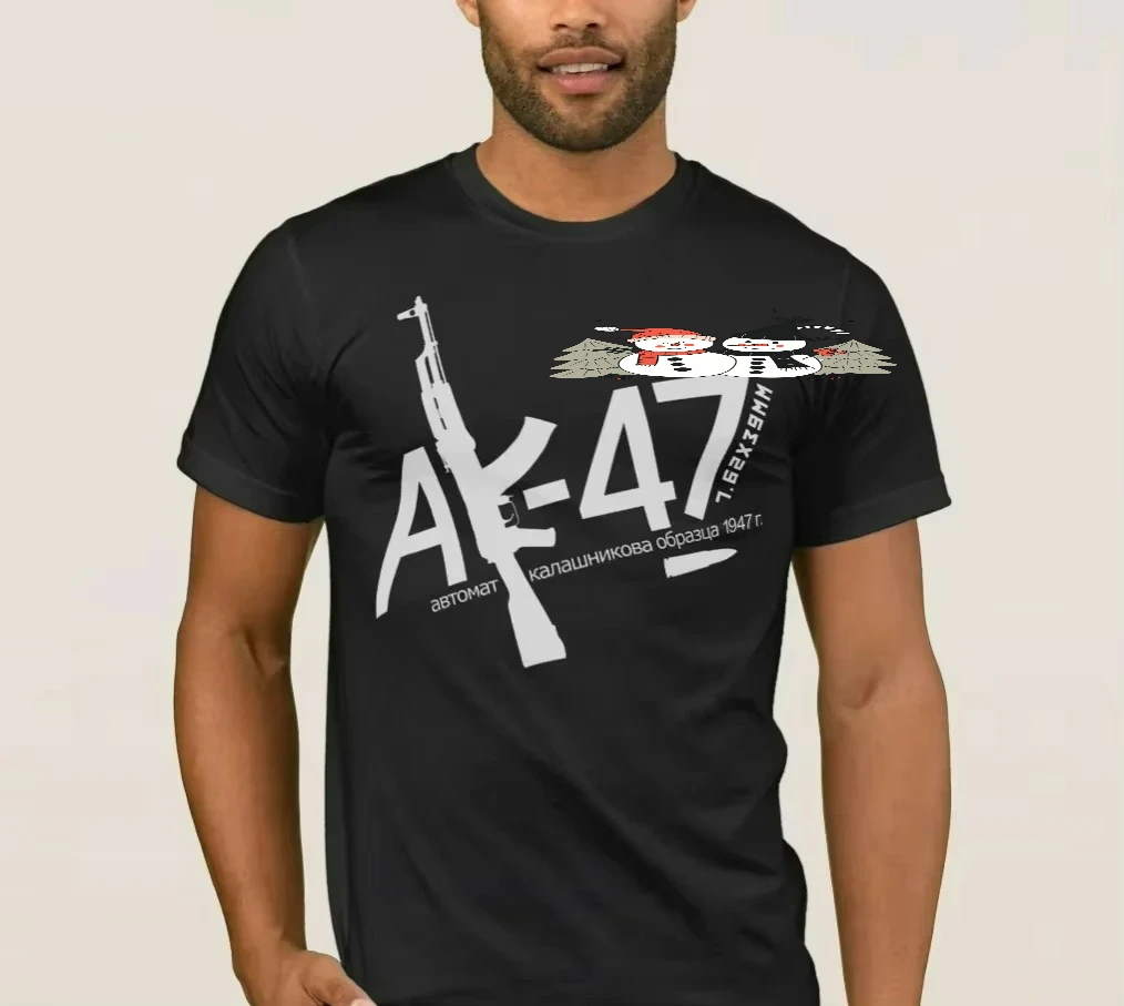 Novelty Soviet AK-47 Assault Rifle T-Shirt 100% Cotton O-Neck Summer Short Sleeve Casual Mens T-shirt Size S-3XL