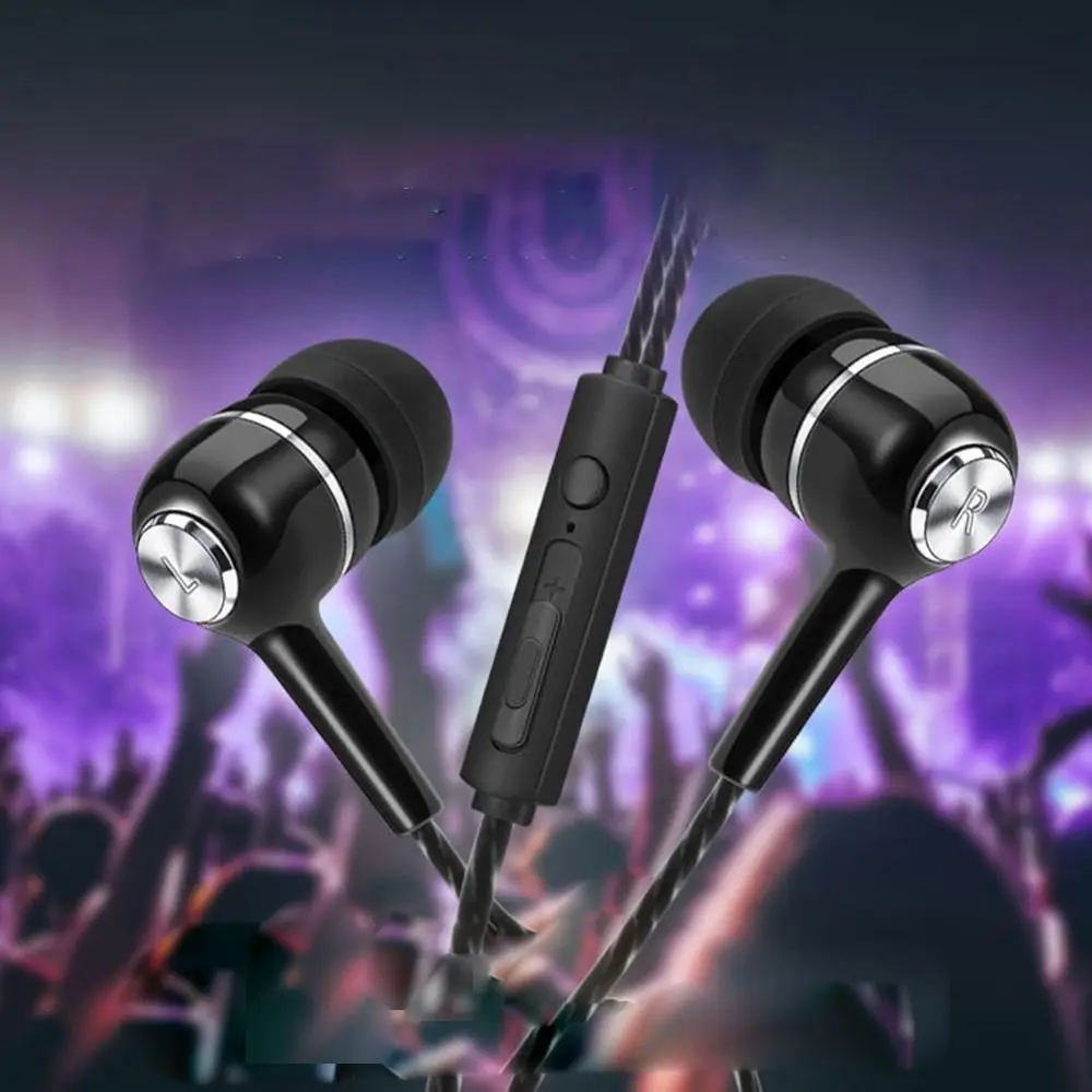 Stereo In-Ear Earphone Bass Earpiece HiFi Headphone Universal With Microphone Wired Headphone for Apple/Android/Huawei