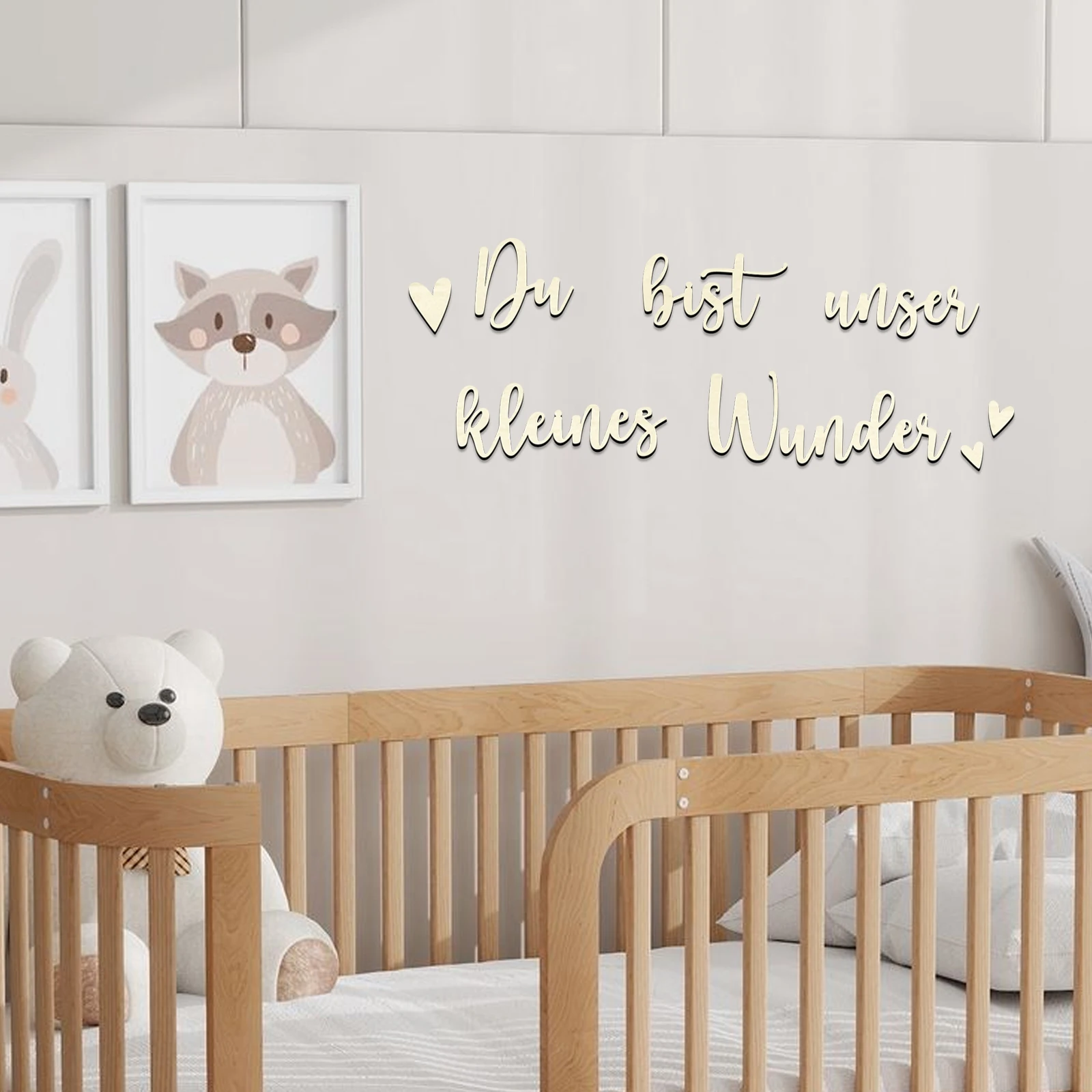 Du bist unser kleines Wunder Wooden Letters - 3D Wall Decor, Kids Room Alphabet Sign, Nursery Decoration with Hearts