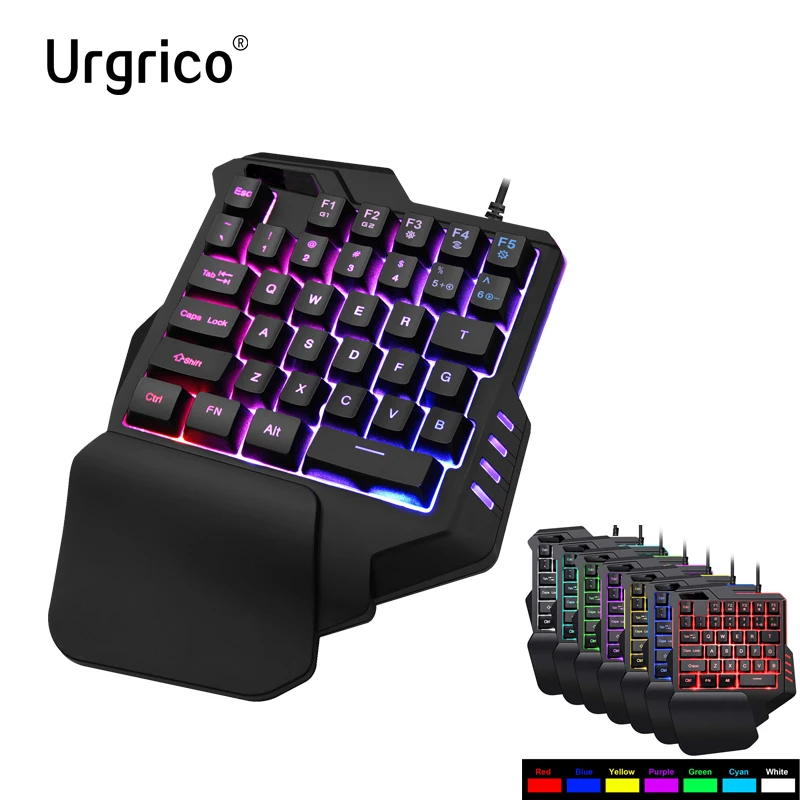 

USB Wired Gaming Keypad with LED Backlight 35 Keys sades One-handed Membrane RGB gaming Keyboard Wide Hand Rest for LOL/PUBG/CF