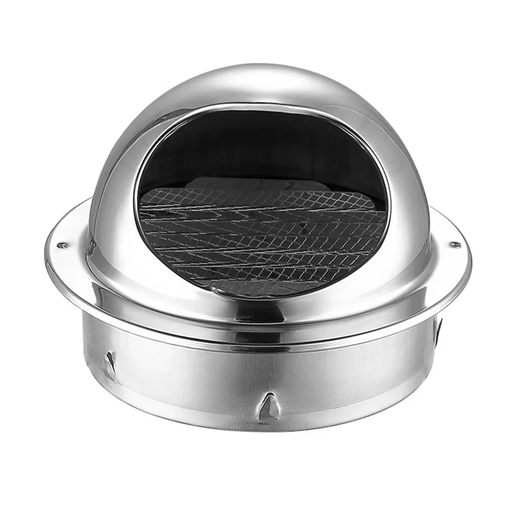 High Quality For Wall Air Outlet Grille Vent Cap Vent Cover Ventilators Rainproof Silver Stainless Steel Windproof