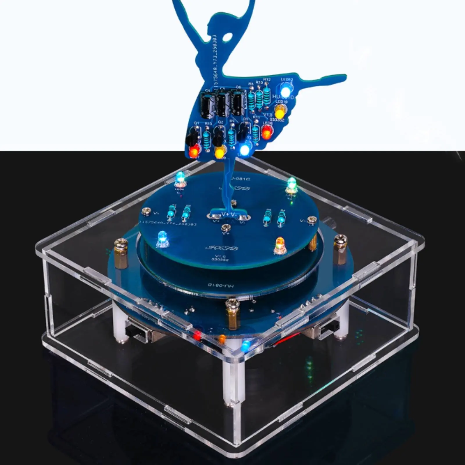 DIY Electronic Music Box 7-Color Flashing LEDs Rotating Ballerina Music Box Soldering Kit 6 Built-in Melodies for Hobbyists