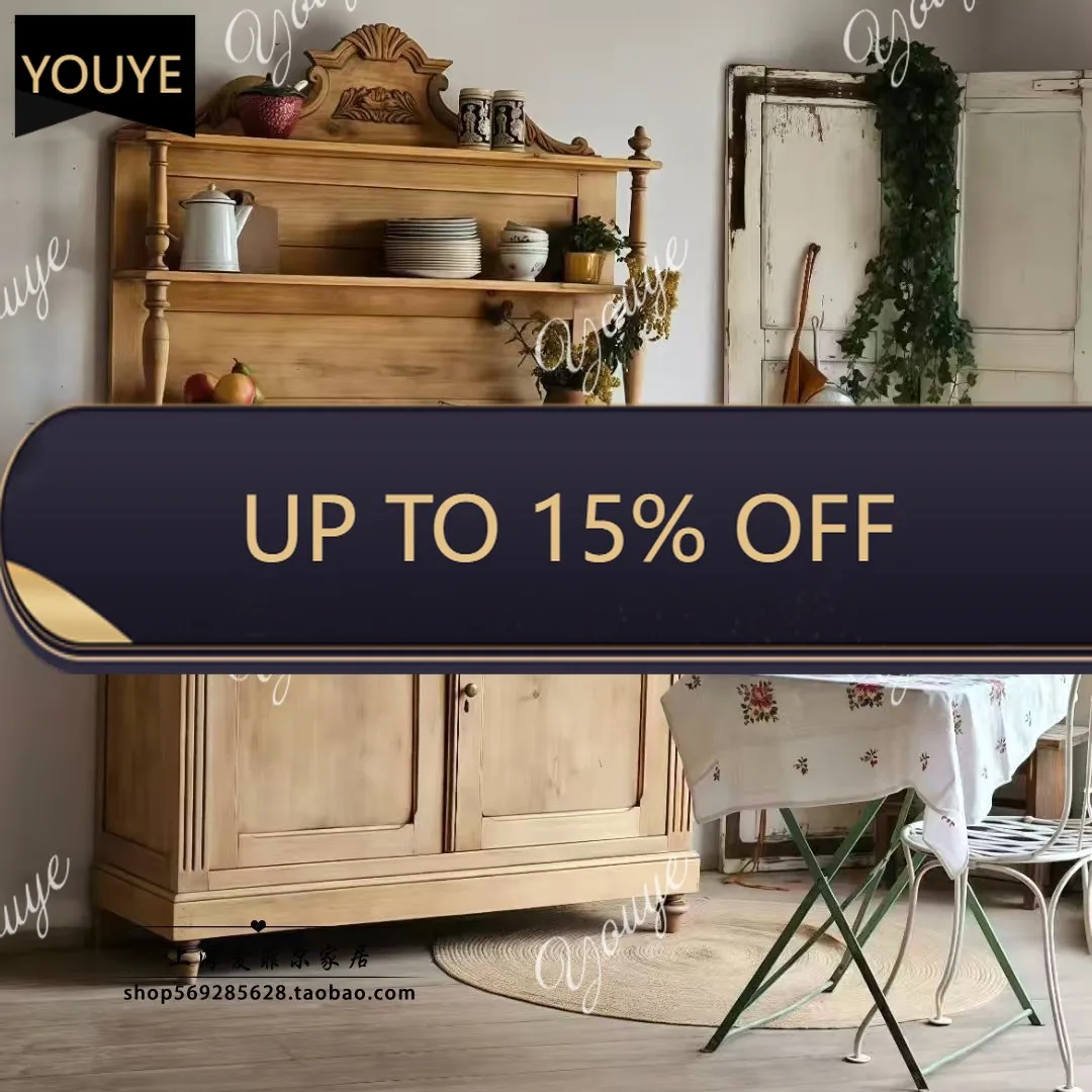 

N63 solid wood sideboard French vintage style storage display dishes and pantry cabinet shooting decorative cabinets