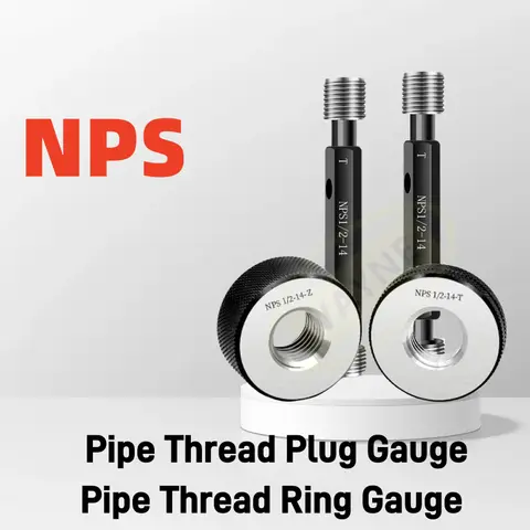 1 세트 파이프 나사 플러그 게이지 나사 링 게이지 GO NOGO NPS 1/16-28 1/8 1/4 3/8-19 1/2-14 3/4 1” 2”측정 도구