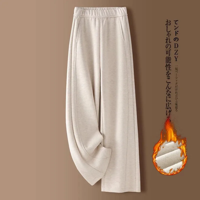 Elegante, hängende Hose mit weitem Bein und hoher Taille für Damen, einfarbig, mit Taschen, gerade Hose, bequeme, weiche Freizeithose