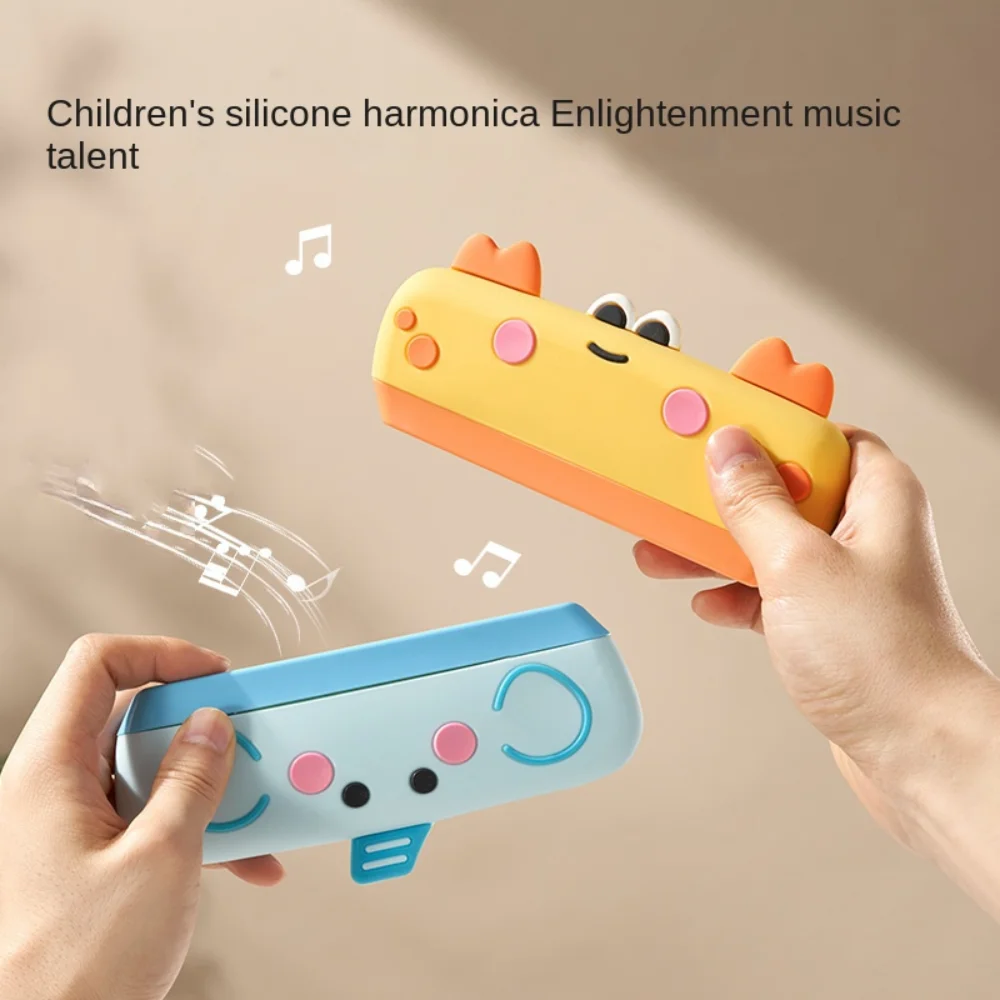 Mouth Organ Kids 16 Hole Harmonica 16 Holes Silicone Cartoon Silicone Harmonica Easy Educational Double Row Harmonica Beginner