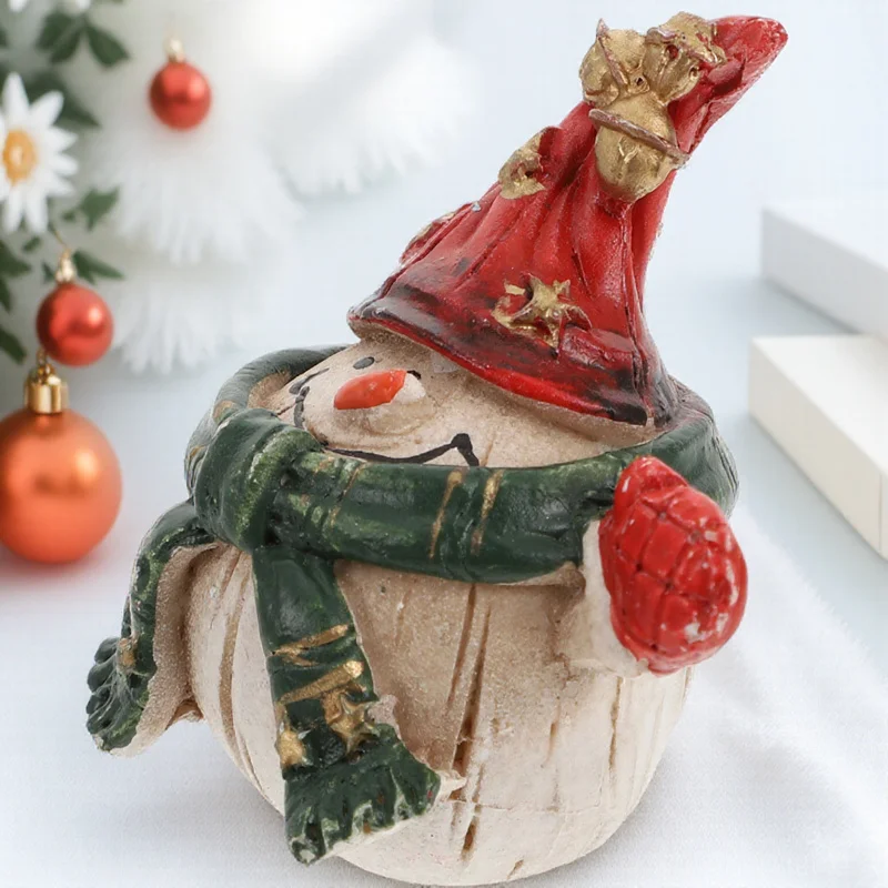 

1 шт., рождественский снеговик, украшение из смолы, маленький рождественский домашний декор, декоративное изделие из смолы для вечеринки, комнаты, настольное украшение