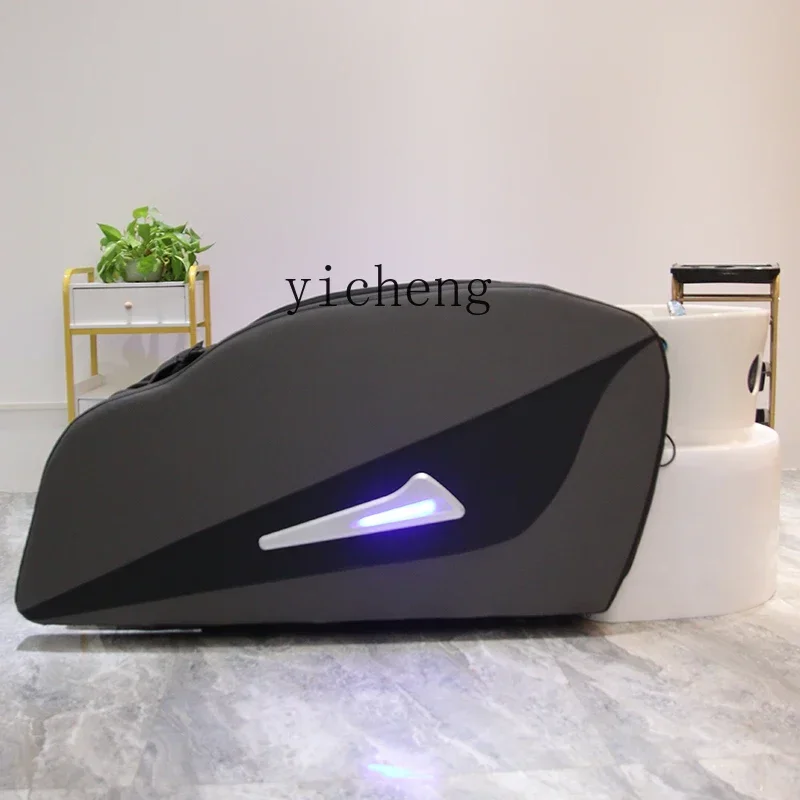 ZZTQH ceramic basin intelligent massage shampoo bed barber shop special hair salon fumigation massage hair treatment shampoo bed
