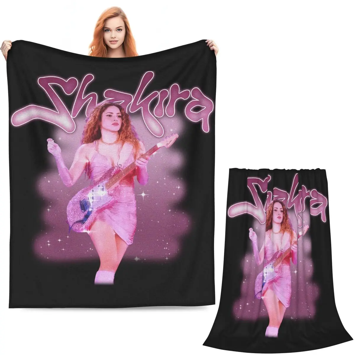 Pretty Pink Pop Singer Shakira Blankets Soft Warm Flannel Throw Blanket Bedspread for Bed Living room Picnic Travel Home Sofa