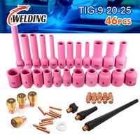 TIG Torch 46PCS for WP9/20/25 Welding Kit/Set Argon TIG Welding Consumables Alumina Nozzle Cups and Collets Body
