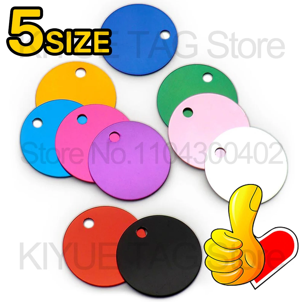 Wholesale 100Pcs Aluminum Round Dog ID Tags Name Plate Anodizing Label Tags Chain Hanging Keys Personalized Name ID Tag