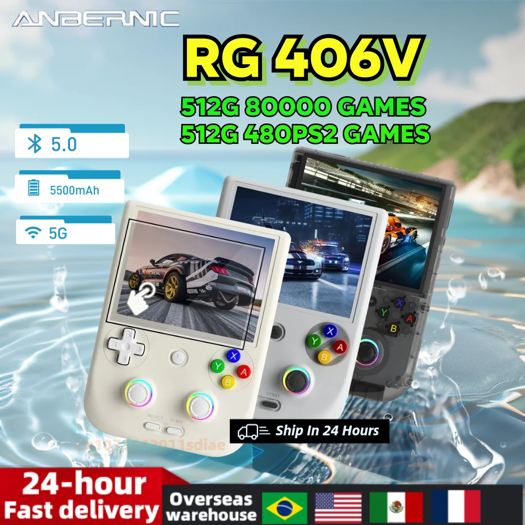 ANBERNIC RG 406V Retro Handheld Game Console 4 IPS Touch Screen Android13 Unisoc T820 64-bit Game Player 5500mAh RGB lighting PS