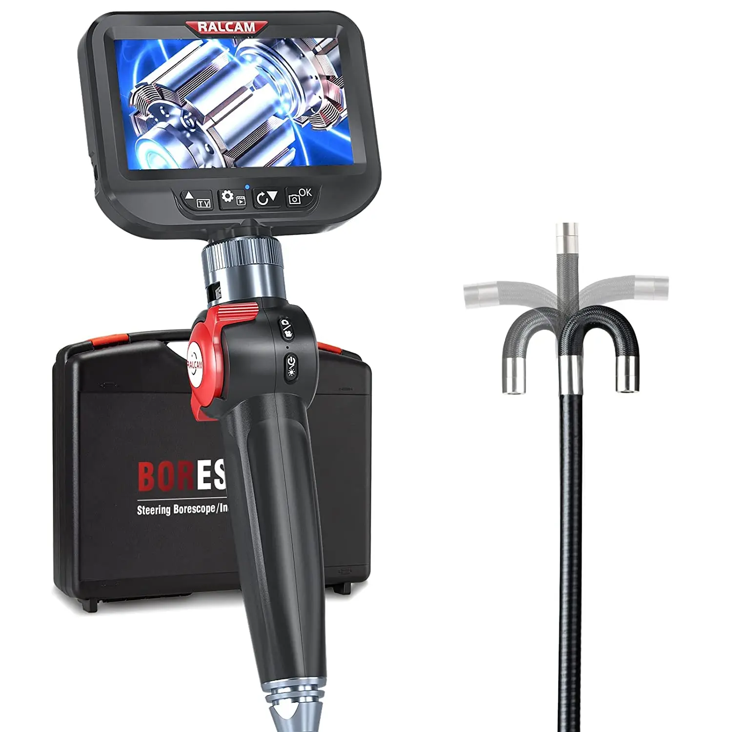 Boroscopio articulado de 6,2mm, cámara de inspección automotriz con endoscopio, HD, 4,3 pulgadas, IPS, LCD, 2.0MP, bidireccional, para Android, PC,