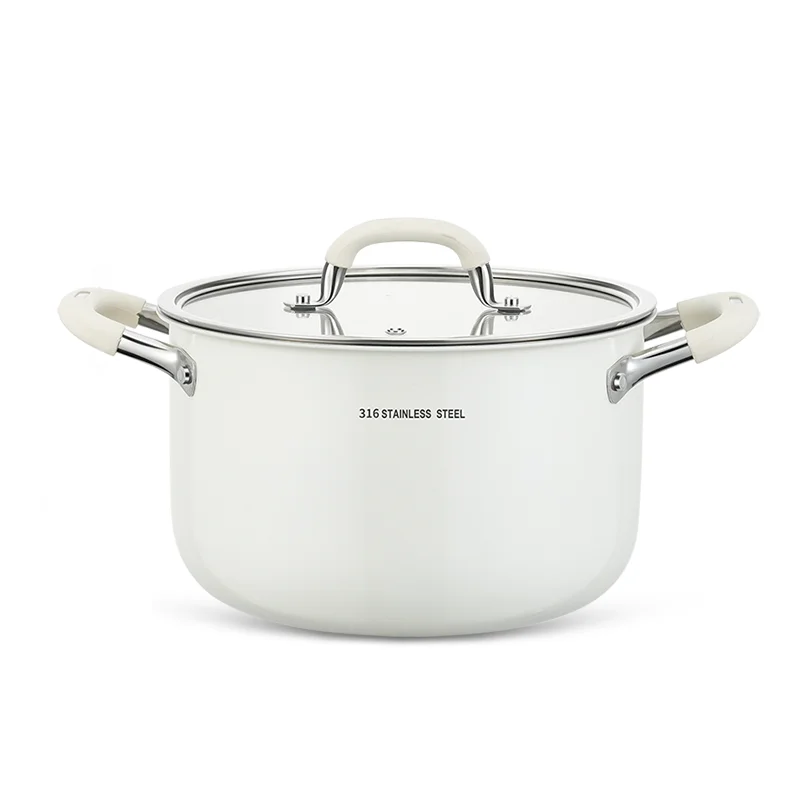 Kitchen Double Ear Cooking Pot 316 Stainless Steel Enamel Stock & Soup Pot Kitchen Utensils for Gas Induction Cooker 3
