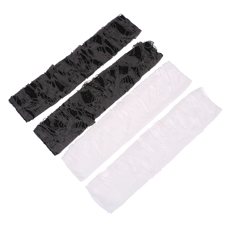 Casaul luvas de fenda quebrada sexy gótico luvas sem dedos luvas de halloween preto rasgado buracos decoração luvas cosplay para adultos