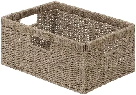

Большая плетеная корзина для хранения с ручками - Корзина-органайзер из морской травы для кладовой, прихожей, гостиной (1 шт.)