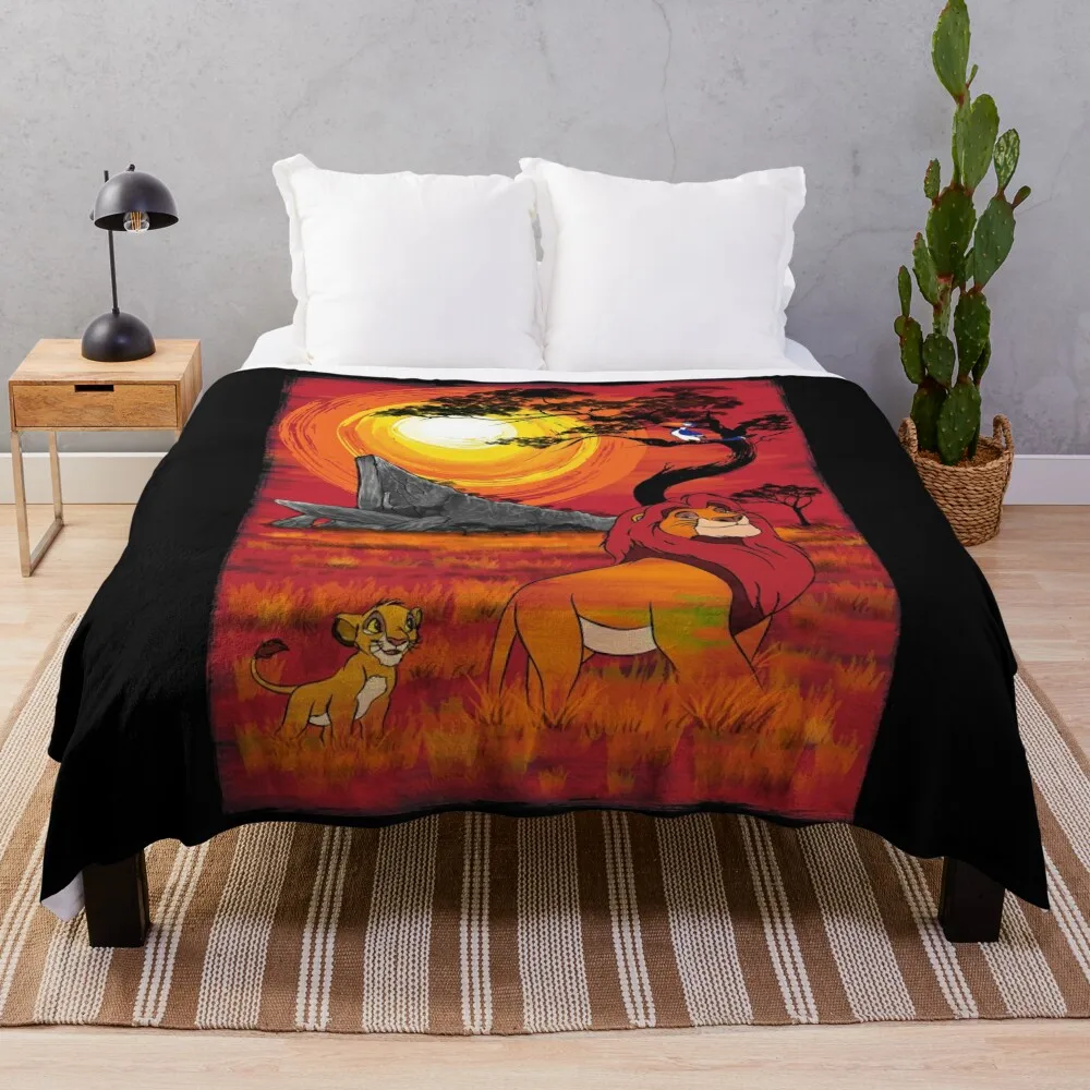 

Sunset in the Pride Lands Throw Blanket Luxury Designer Sleeping Bag Warm Blankets