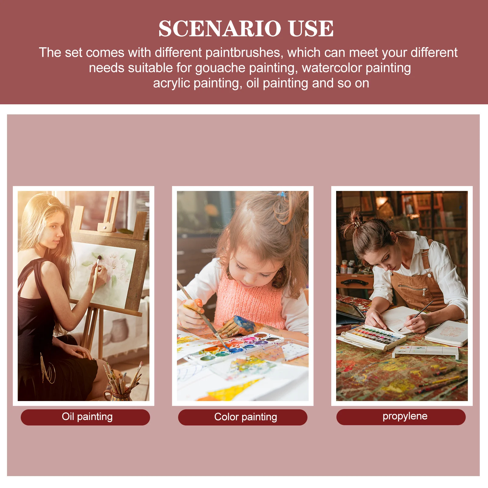 

10Pcs Professional Watercolor Paint Brushes Nylon Hair Drawing Supplies for Students Artists Acrylic Oil Painting