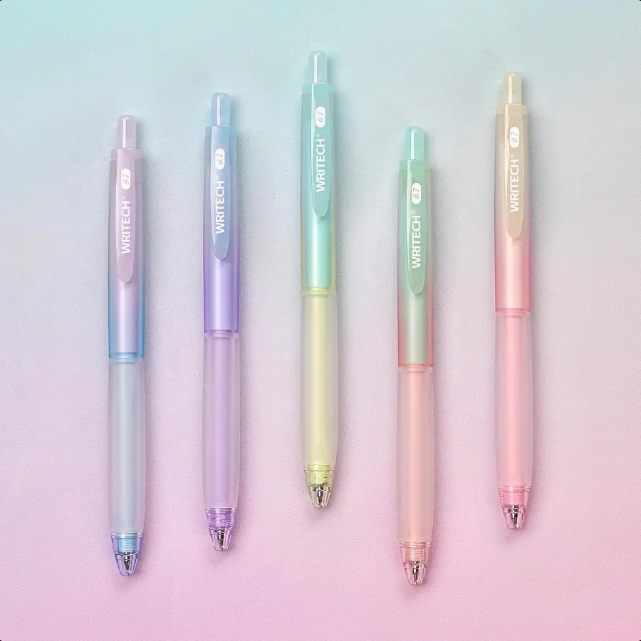 

Выдвижные гелевые ручки: 0,7 мм Fine Point Black Ink Aesthetic Gradient Color Barrel Soft Grip Medium Point Pen 5ct с 5 Refil