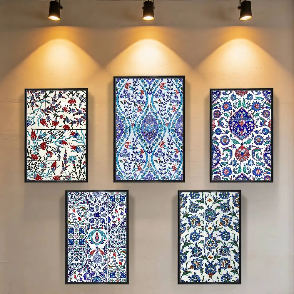 

Art Iznik Tile Patterns Poster Prints Wall Art Painting Picture Gift Living Room Bar Restaurant Dec Sticker Large