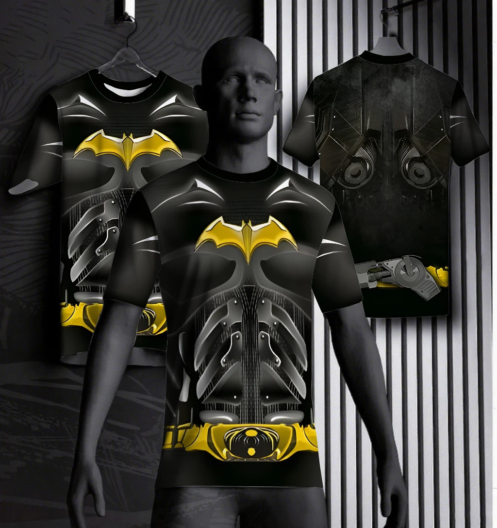 

Marvel Peripheral Clothing Armor Mechanical Texture Yellow Waistband Battle Suit Breathable Sports Fitness Role-Playing T-Shirt
