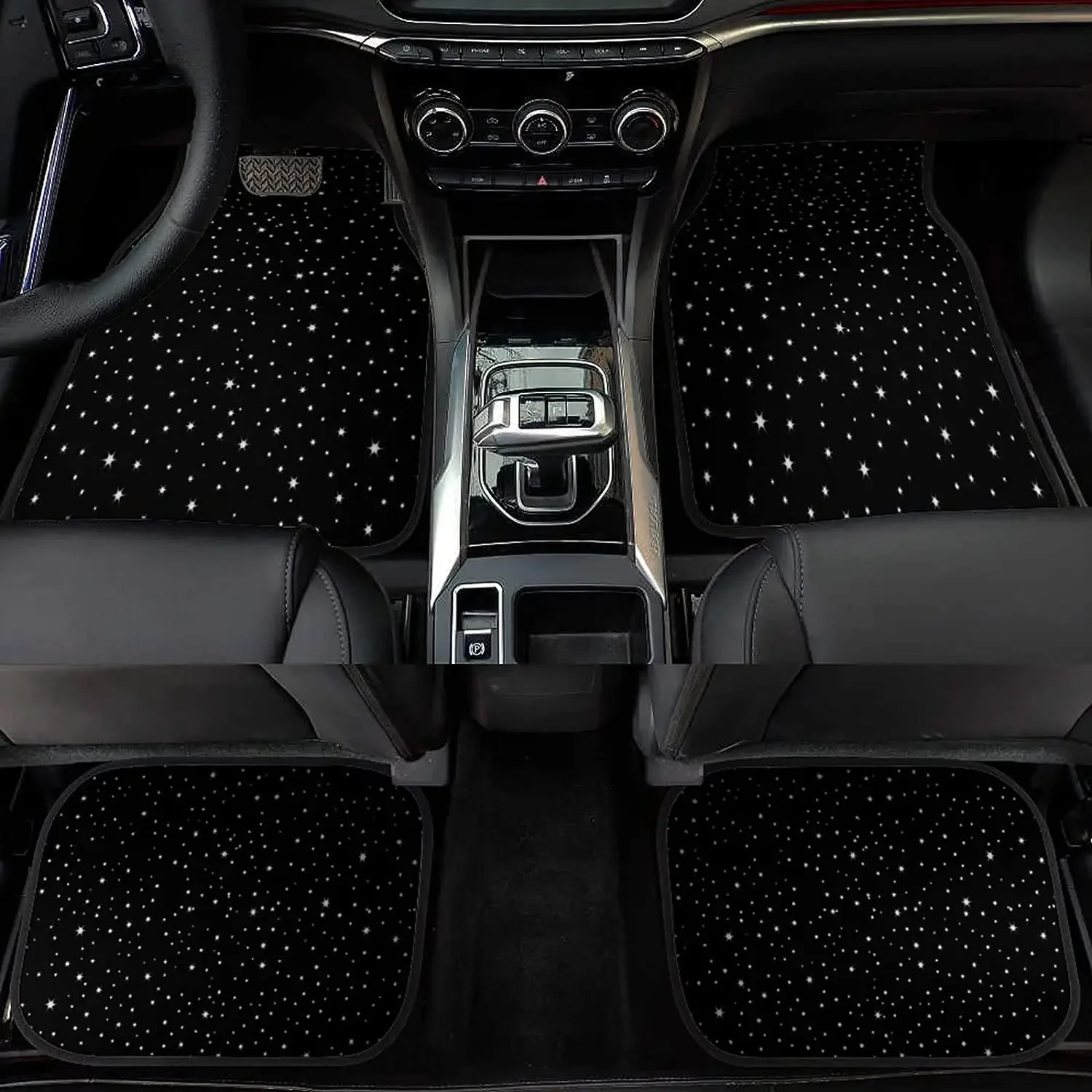 Car Floor Mat 4 Piece Sets Starry Night Universal All Weather Waterproof Driver Heel Pad Protector-Full Set Front & Rear Carpet