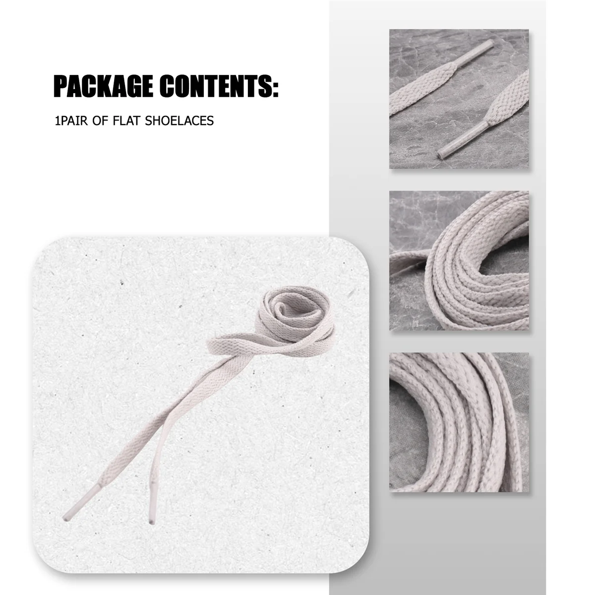 FZFZ Trainers Ujung Plastik 52.4 Tali Sepatu Lebar Datar Abu-abu Panjang 2 Buah