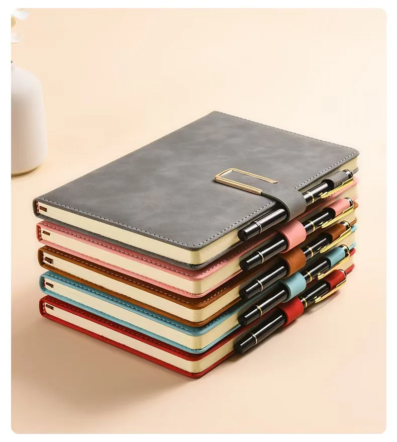 A5 200Page Dorian Paper Thickened Notebook Business PU Soft Leather Horizontal Line Notebook School Office Supplies Lined