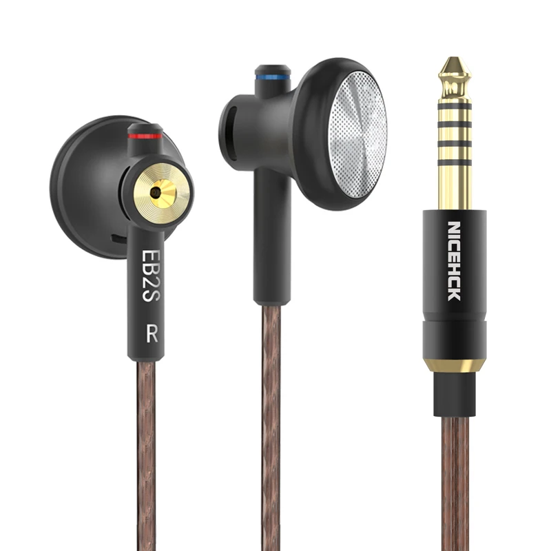 NICEHCK EB2S سماعة أذن مسطحة الرأس فعالة من حيث التكلفة 3.5 ملم سماعة أذن 15.4 ملم محرك ديناميكي HIFI سماعة أذن صوتية داخل الأذن مع ميكروفون